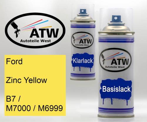Ford, Zinc Yellow, B7 / M7000 / M6999: 400ml Sprühdose + 400ml Klarlack - Set, von ATW Autoteile West.